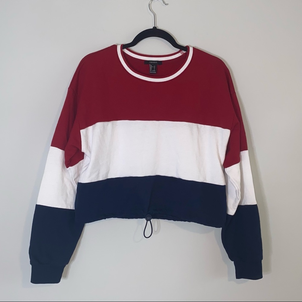 Forever 21 Color Block Adjustable Crop Sweatshirt